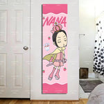 tapisserie murale personnages animés rose tresses bonbons fraises fond rose chambre décoration 150x40cm