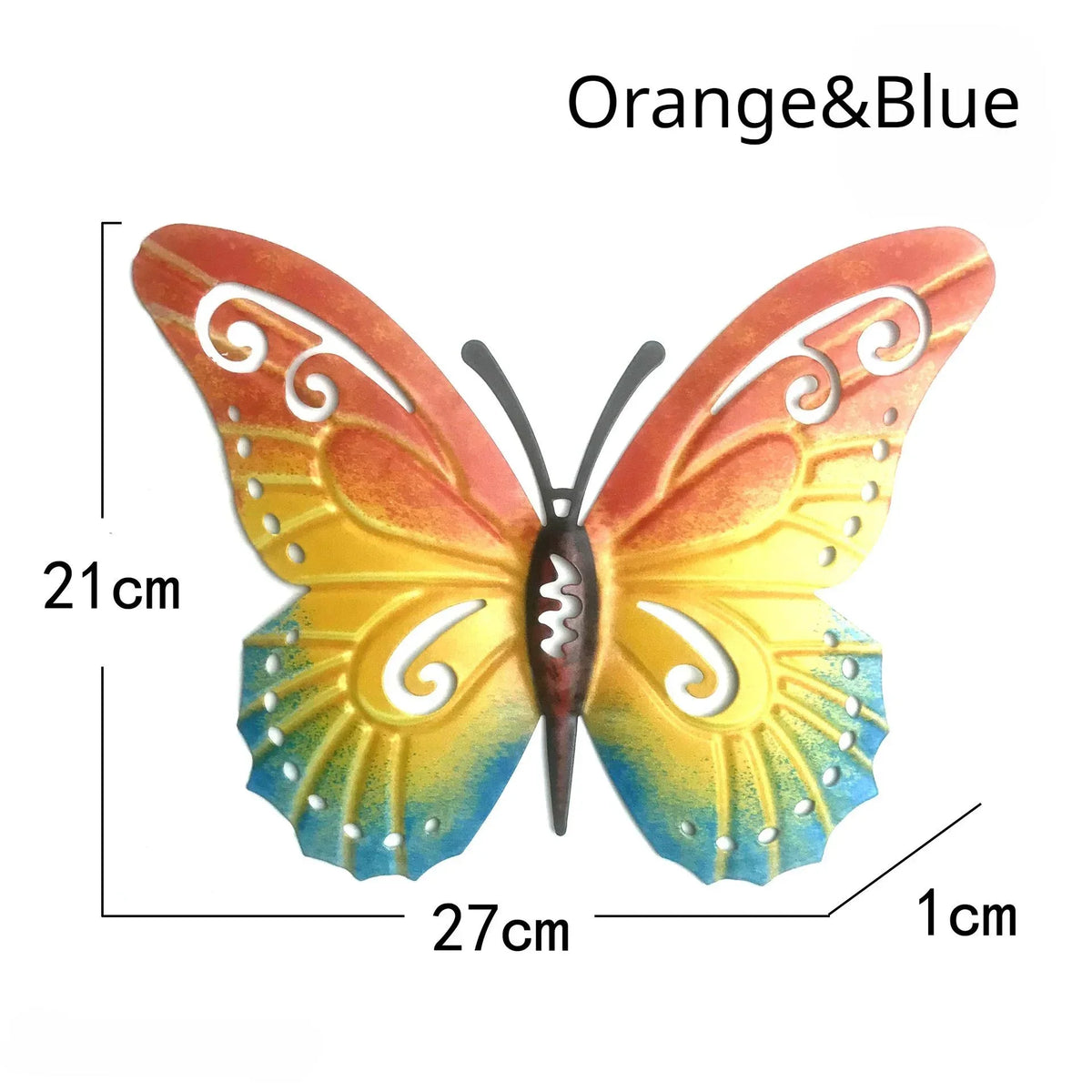 papillon décoratif orange vert bleu violet métal artisanal moderneextérieur jardin mur cloison