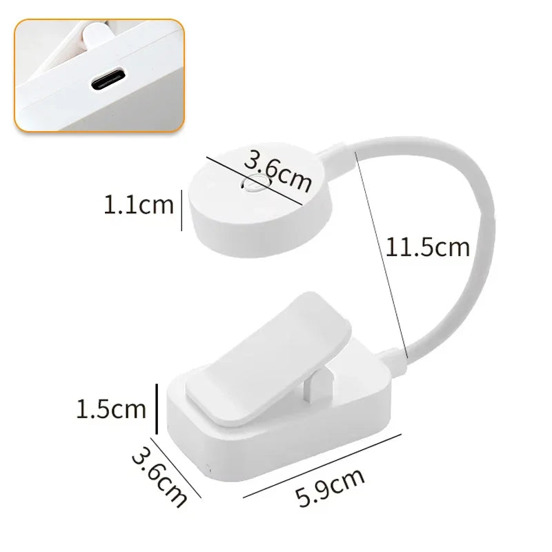 lampe lecture led rechargeable port usb clips moderne portable blanc