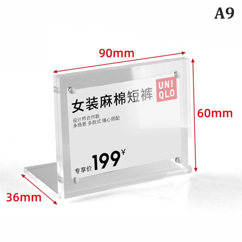 support présentation moderne transparent cartes étiquettes prix 100x150mm 120x80mm