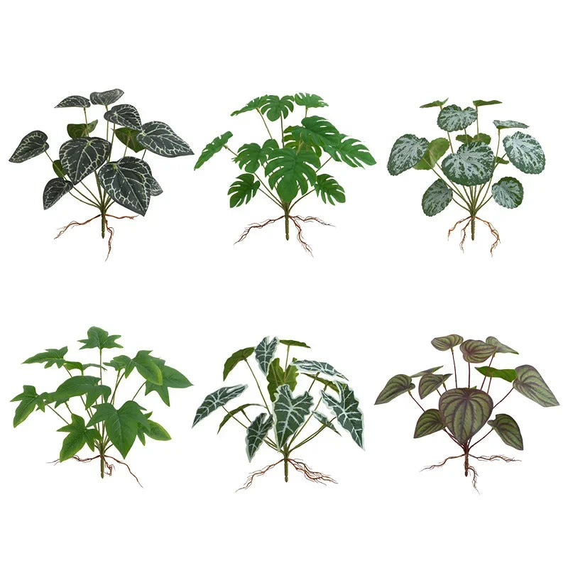 plantes artificielles feuilles vertes simples moderne minimaliste pot noir mousse artificielleintérieur décorationbranches vegetales faux