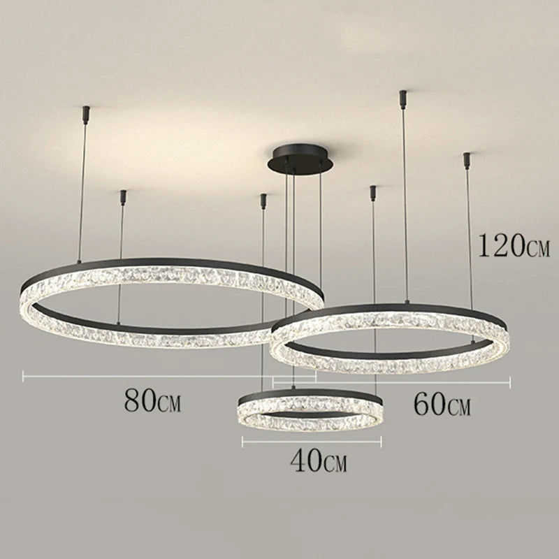 suspension lumineuse moderne pendentif cristal noir blanc gris circulaire brillant 90 260V LED dimmable