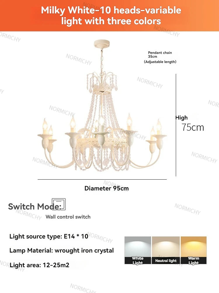lustre cristal blanc chambre salon classique suspension ampoules led encastrée