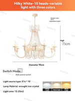 lustre cristal blanc chambre salon classique suspension ampoules led encastrée