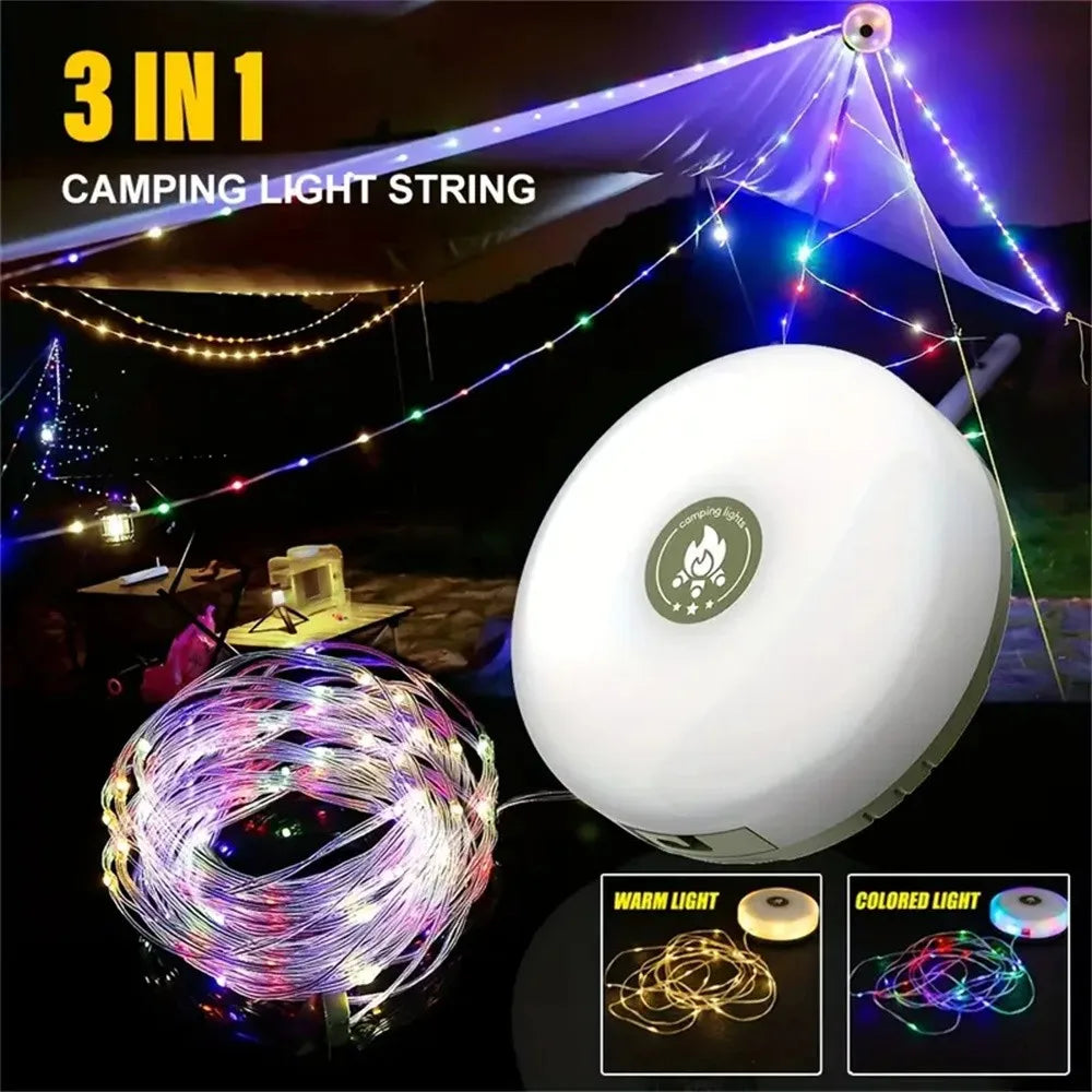 guirlande lumineuse camping led rechargeable modes multicolore extérieur jardin festive