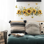 sticker mural fleurs tournesol papillons vintage jaune vert naturel adhésif chambre enfant cuisine diy