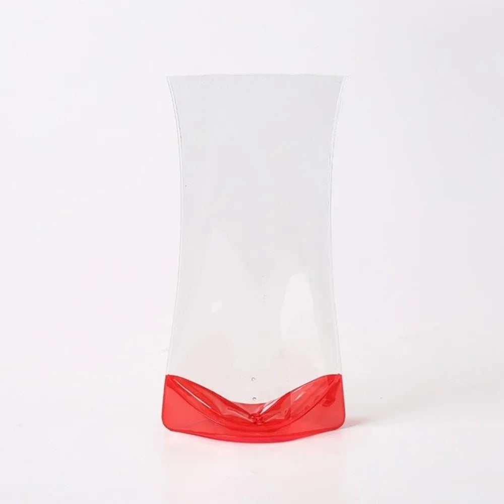 vases pliables transparents modernes rouge gris orange violet 24cm 14.5cm