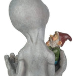 statue fantaisie gnome alien résine gris vert rouge détails sculptés statuaire chambre