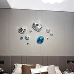 Pendentif mural en pierre simulée bleu profond - art abstrait mural