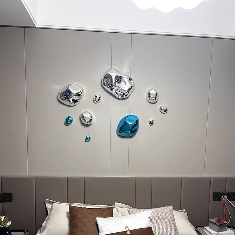 Pendentif mural en pierre simulée bleu profond - art abstrait mural