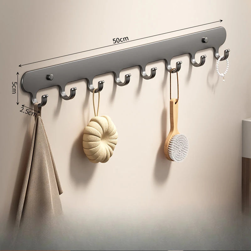 porte serviettes mural gris métallisé moderne 50cm large vis fixations utilisation multiple chambre cuisine
