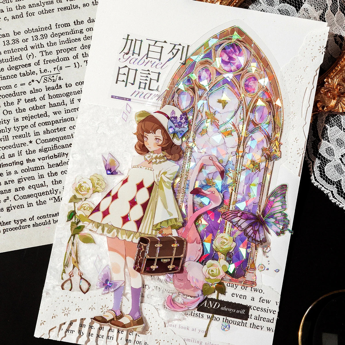 autocollants adhésifs fenêtres décoratives art nouveau gothique rose violet bleu blanc doré strass papillons
