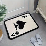 tapis blanc noir moderne as piques antidérapant polyester PVC intérieur extérieur salon chambre