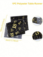 nappe rectangulaire noire or motifs anniversaire ballons gâteaux cadeaux festifs jetable festive
