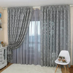 rideau gris moderne motif feuilles élégant maison hôtelpaque opacité inclusion polyester