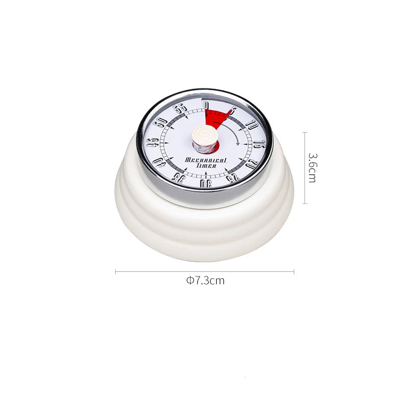 compteur temps mécanique retro couleur rouge vert jaune beige aimant horloge cuisine minuteuse analogique
