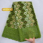 tissu dentelle brodée plumes vert marron beige jaune violet orange traditionnelle translucent 5yards