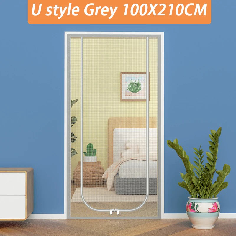 rideaux anti chat filet maille fine gris clair sécuritaire velcro zippé double sens chambre