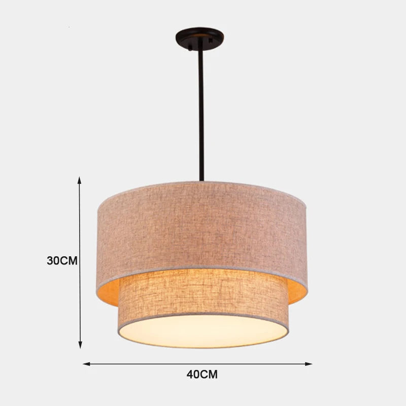 suspension lumineuse deux abat jour textile lin couleur beige noir blanc moderne minimaliste