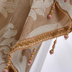 rideau floral semi transparent classique beige noir marron gris élégant decoration