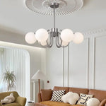 lampe suspendue moderne sphères lumineuses blanc chrome vitrail semi encastré