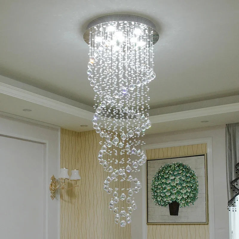 suspension lumineuse moderne cristal transparente élégante invisible chambre villa