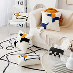 coussins brodés chiens modernes respectueux environnement polyester coton blanc noir orange