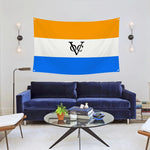 drapeau bannière historique orange blanc bleu rayures laiton décoration murale moderne polyester super tex