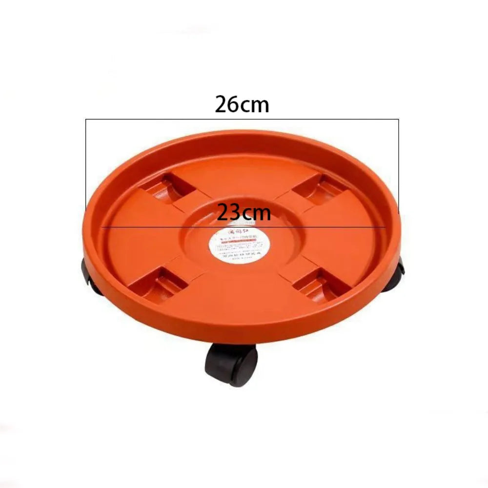 plateau roulettes plante orange pratique moderne roues noires 30cm 36cm