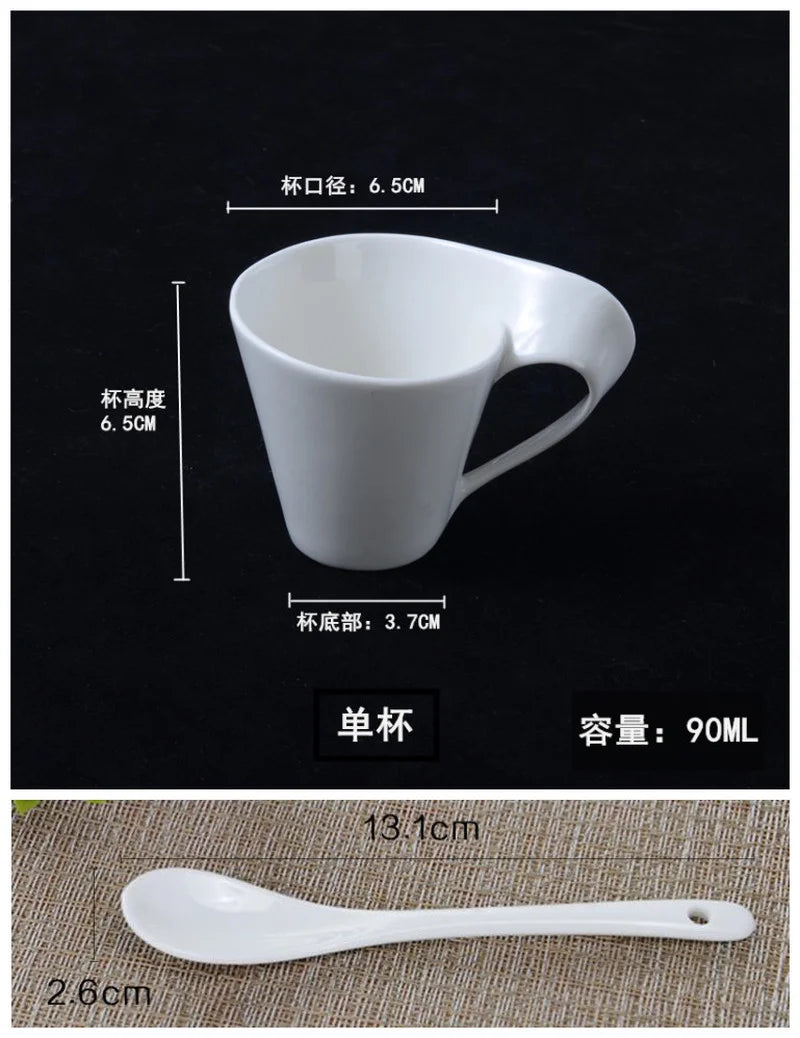 tasse blanc porcelaine moderne respectueux environnement 130ml 200ml 300ml 90ml cuillère dorée gâteau