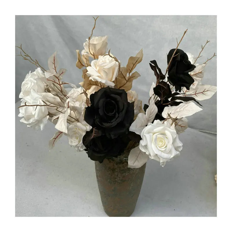 bouquet artificiel roses classique décoration maison table blanc beige noir gris pale rose