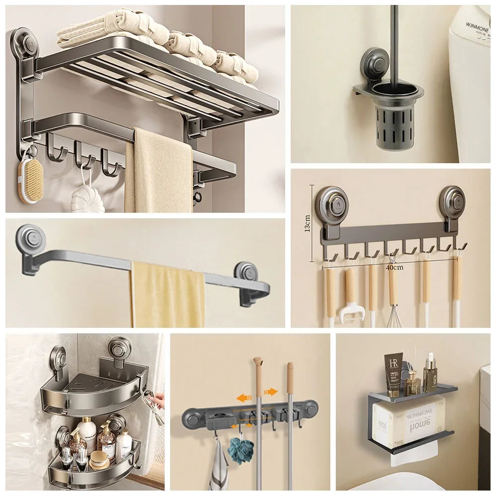 porte serviettes argentés moderne porte savon porte couverts rangement toilette étagères clips adhésifs fonctionnel