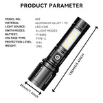 lampe torche led rechargeable zoomable 1200 lumens 10w 3h 8h 100 200mètres camping