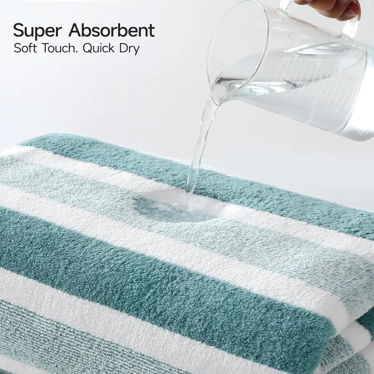 serviettes bain ultra douces super absorbantes séchage rapide rayures horizontales modernes gris blanc vert