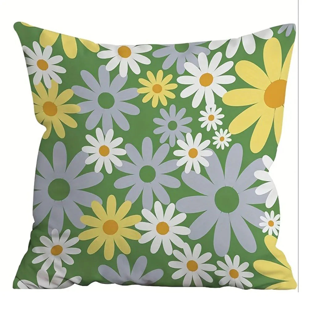 housse coussin polyester motif fleur blanche moderne 40x40cm 45x45cm 50x50cm 60x60cm