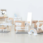 meubles cuisine salle bain miniatures blanc bois naturel enfants ans