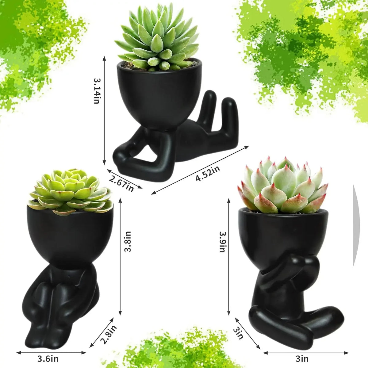 cache pot céramique contemporain noir pots fleurs succulentes drainage maison