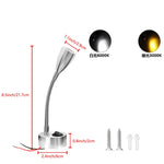 lampe murale flexible argentée moderne interrupteur inclinable led 12v cuisine salle manger