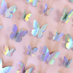 guirlande papillons holographiques brillants 3d blanc bleu vert rose violet jaune anniversaire mariage