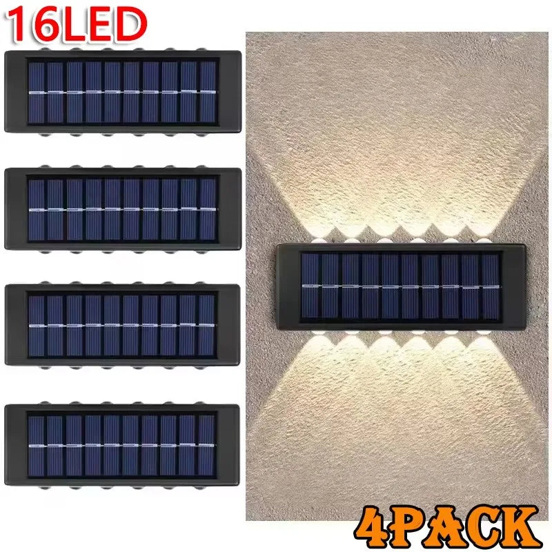 lumières solaires murales modernes 14 LED jaune clair decoration extérieure jardin