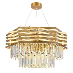 suspension lumineuse moderne dorée cristal transparent rayures horizontales led 3000k 4000k 6000k