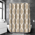 Image d'un élégant rideau de douche brillant, accroché sur une tringle dans une salle de bains bien aménagée avec des accessoires de plomberie modernes. Ce rideau de douche est une pièce essentielle pour préserver l'intimité et empêcher l'eau de se répandre sur le sol de la salle de bains. Un choix parfait pour ceux qui cherchent à améliorer leur salle de bains avec des éléments fonctionnels et esthétiques.