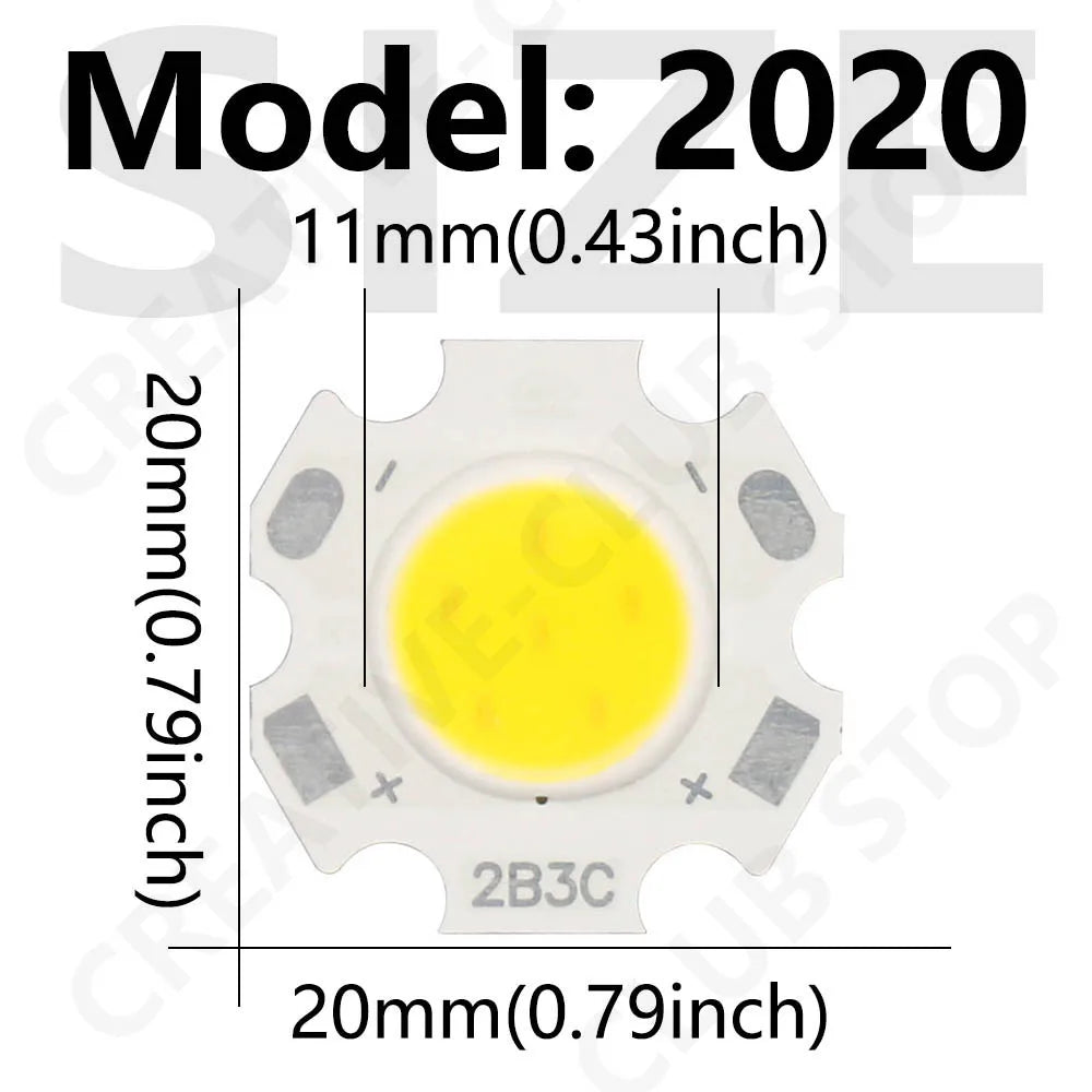 ampoules led cob 3w 5w 7w 10w blanc jaune 20mm haute puissance diy spot