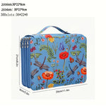 boîte crayons fleurs papillons zips 200 trous tissu polyestère moderne bleu vertclair