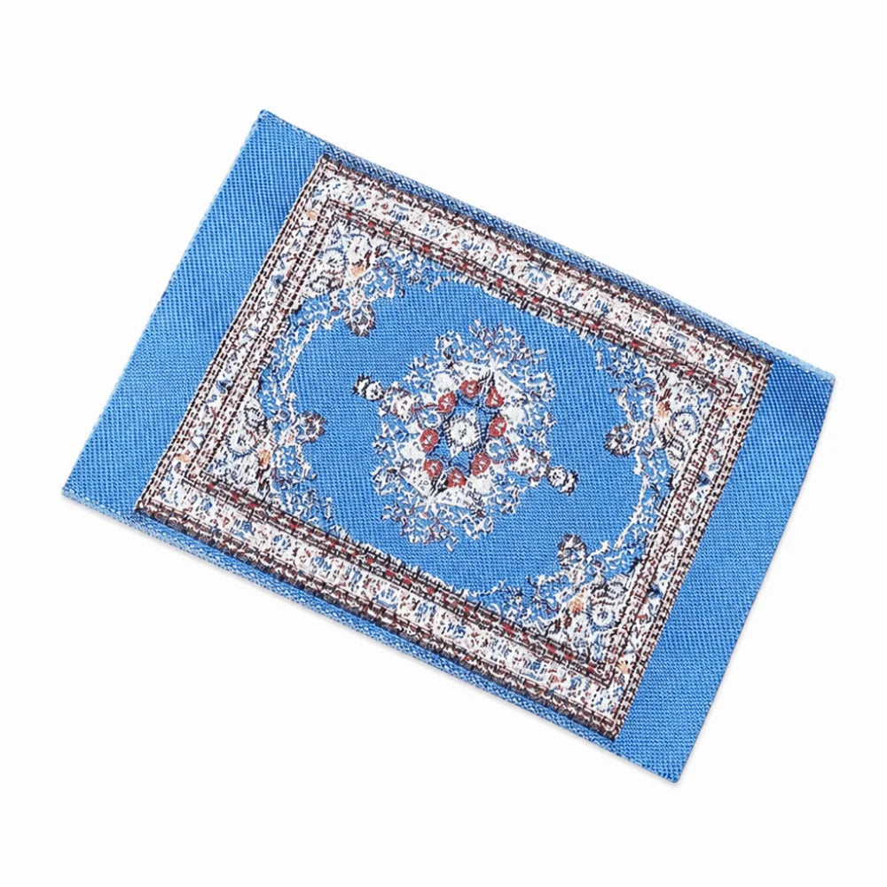 tapis miniature floral tissé classique couleurs vives franges accessoire poupée ornements géométriques 10.7cm 7cm