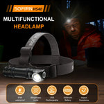 lampe frontale led rechargeable usb ipx7 noire camping randonnée 5000k 6500k