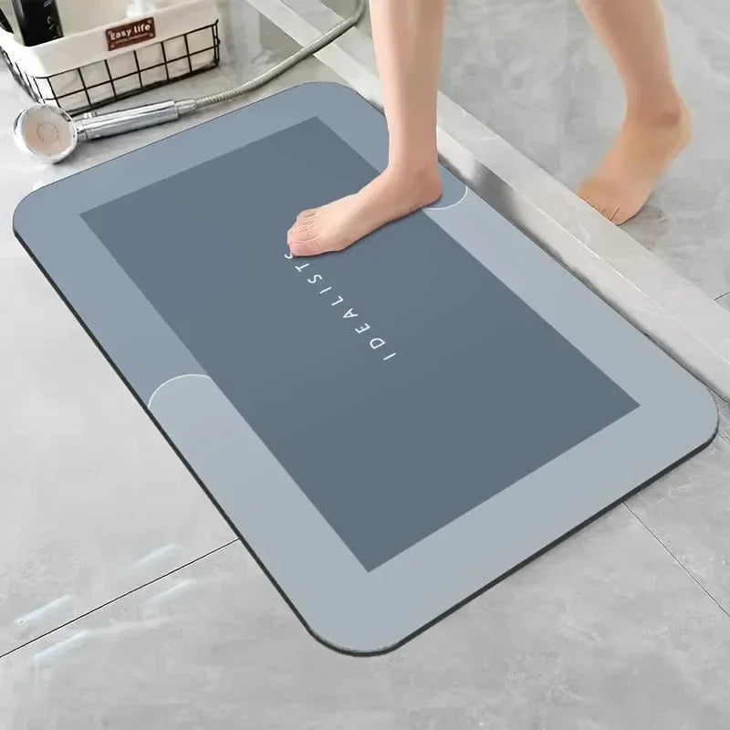 tapis bain absorbant antidérapant séchage rapide doux moderne gris plat