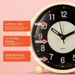 horloge table vintage sans tic tac piles lumineuse noir rose vert glow