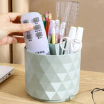 organisateur moderne pot rangement brosse maquillage crayons ciseaux règle vert pastel rose pâle blanc