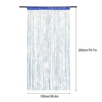 rideau decoratif franges bleu blanc argenté transparent moderne chambre 100x200cm